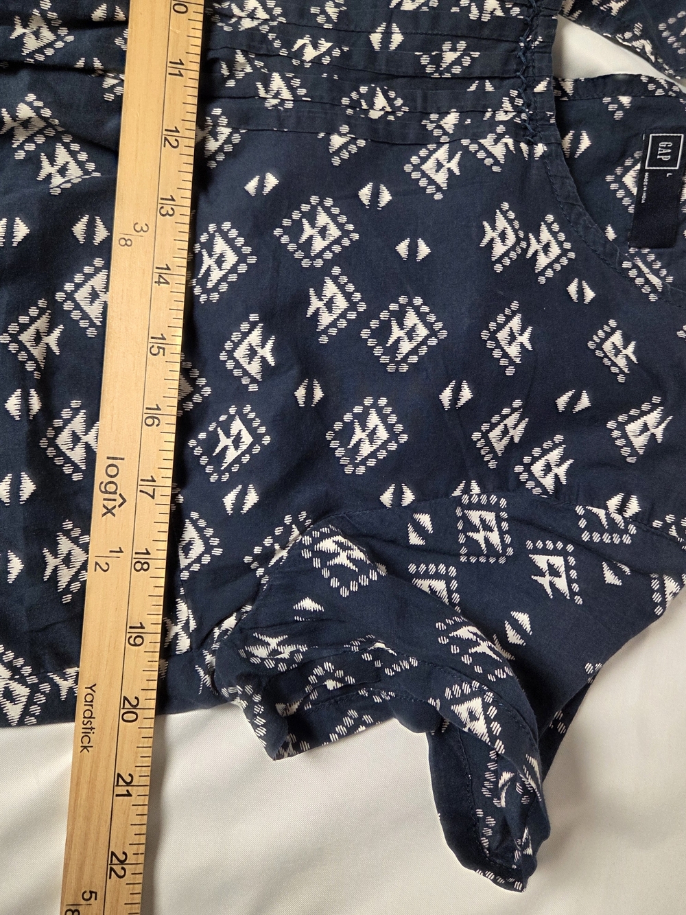 Gap Women’s Navy Printed Short-Sleeve Top Large - Picture 7 of 8